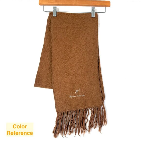 Alpaca Camargo Rectangle Fringe Alpaca Blend Scarf Unisex Brown 9 x 73" Peru - Picture 1 of 5